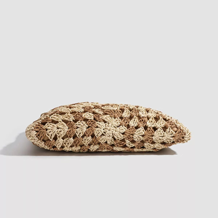 Crochet Knit Shoulder Bag Light Brown / onesize Apparel and Accessories