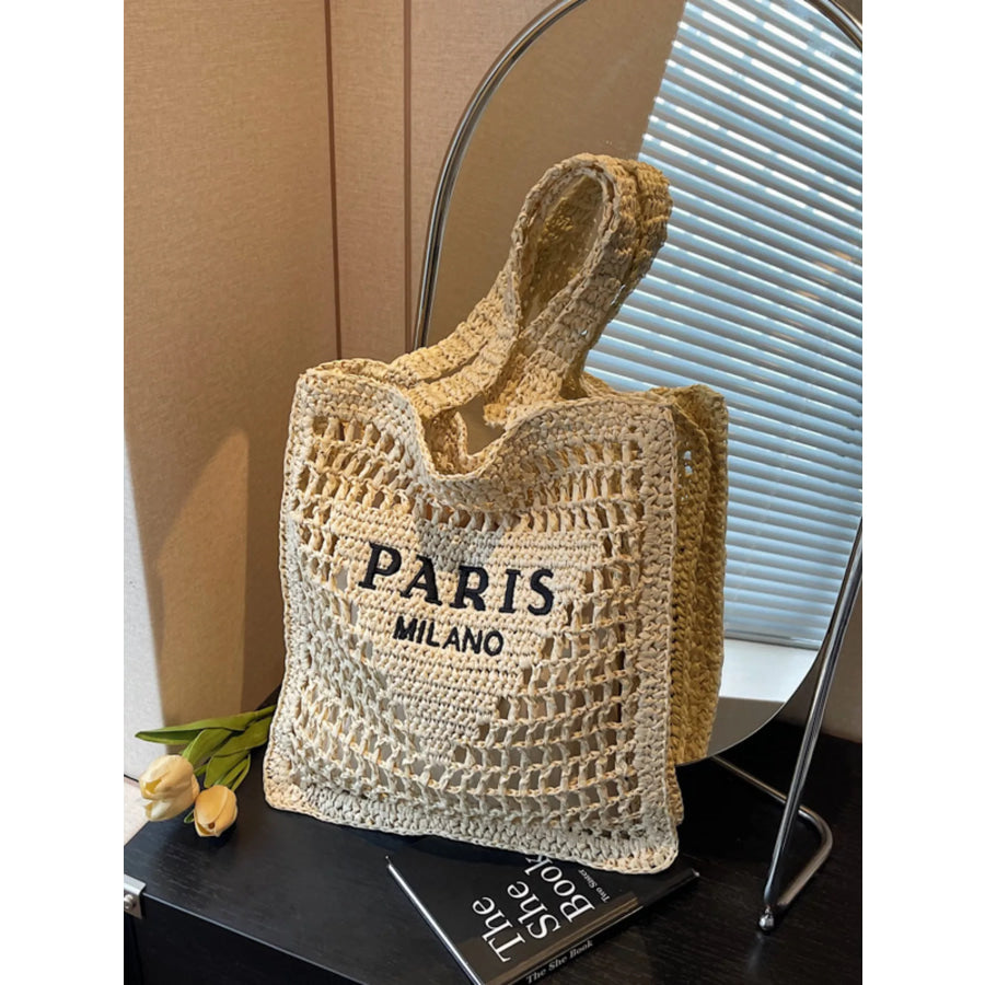 Crochet Knit Shoulder Bag Off-white / One Size Apparel and Accessories