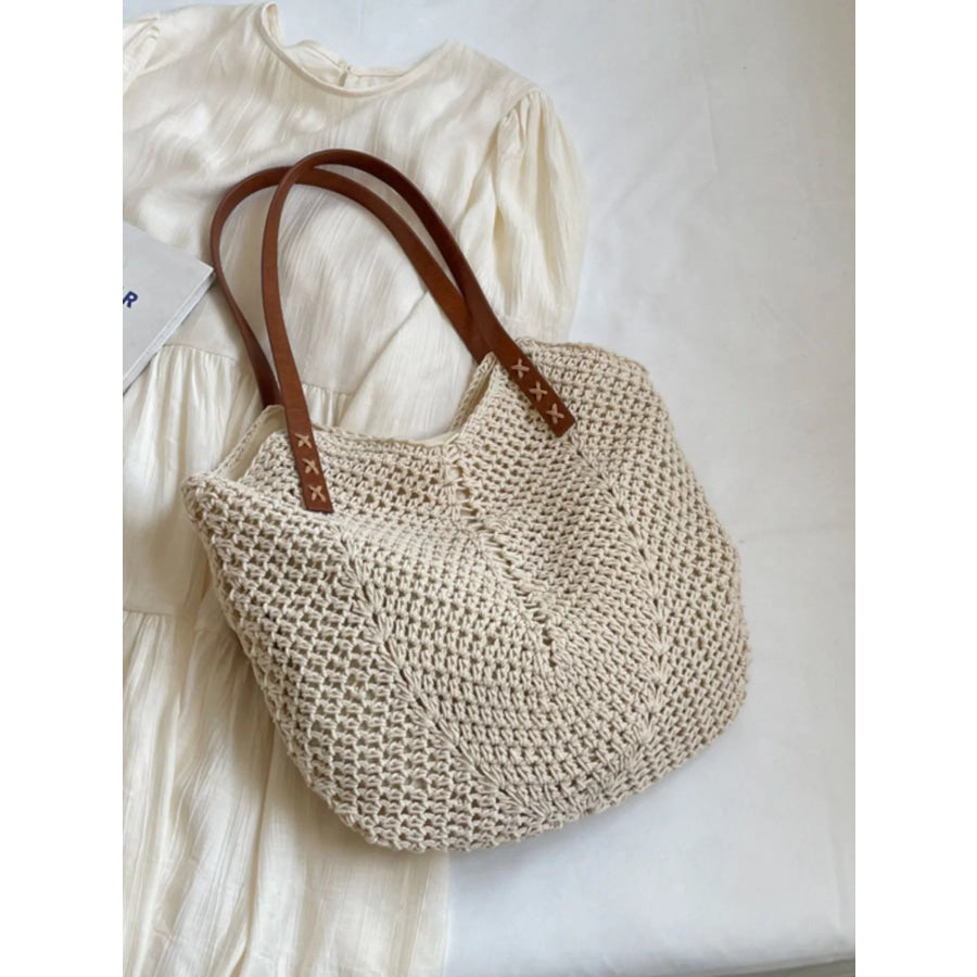 Crochet Knit Shoulder Bag Off-white / onesize Apparel and Accessories