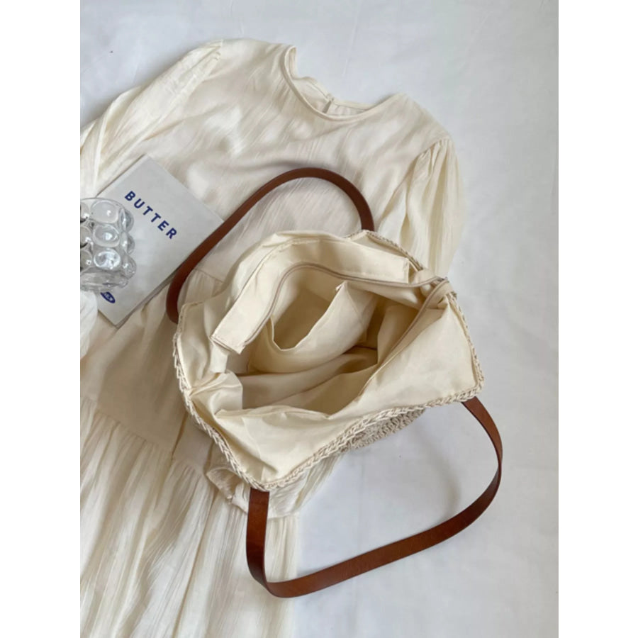 Crochet Knit Shoulder Bag Off-white / onesize Apparel and Accessories