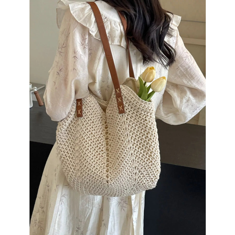Crochet Knit Shoulder Bag Off-white / onesize Apparel and Accessories
