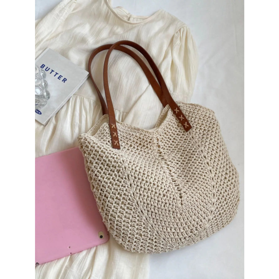 Crochet Knit Shoulder Bag Off-white / onesize Apparel and Accessories