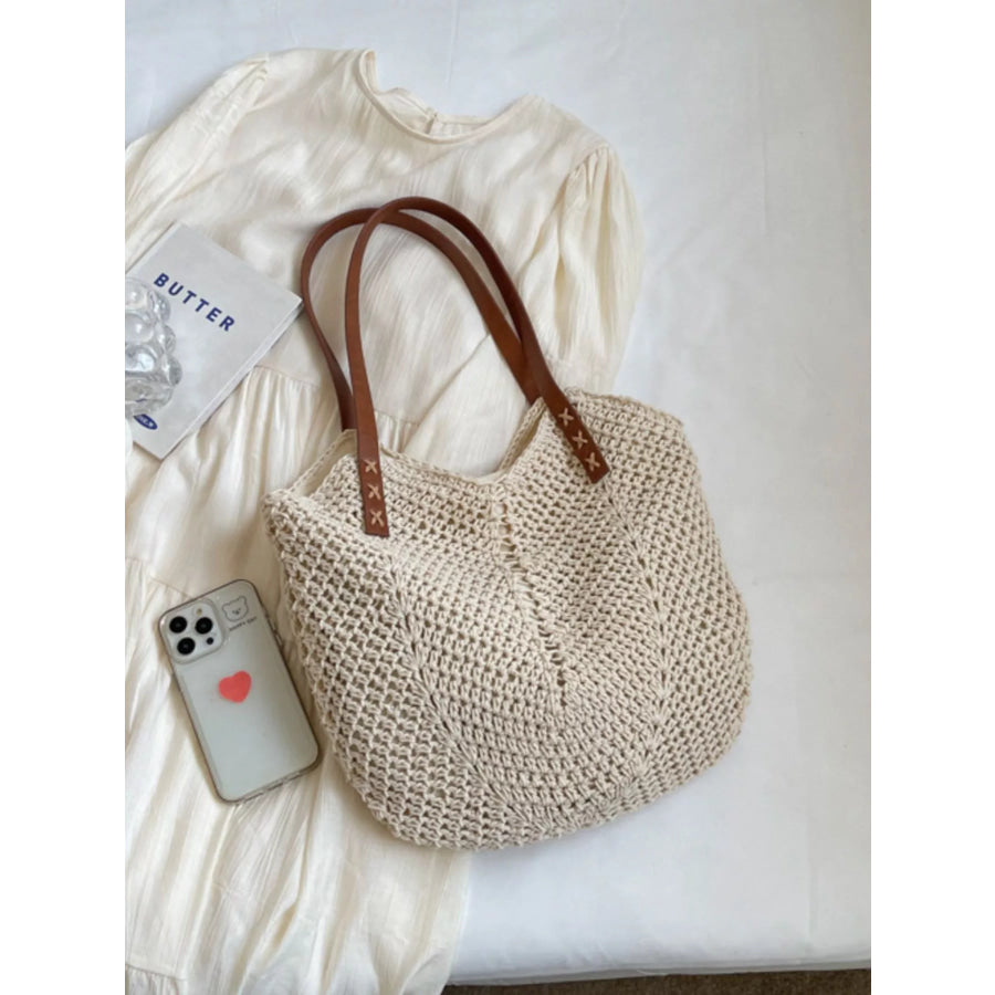 Crochet Knit Shoulder Bag Off-white / onesize Apparel and Accessories