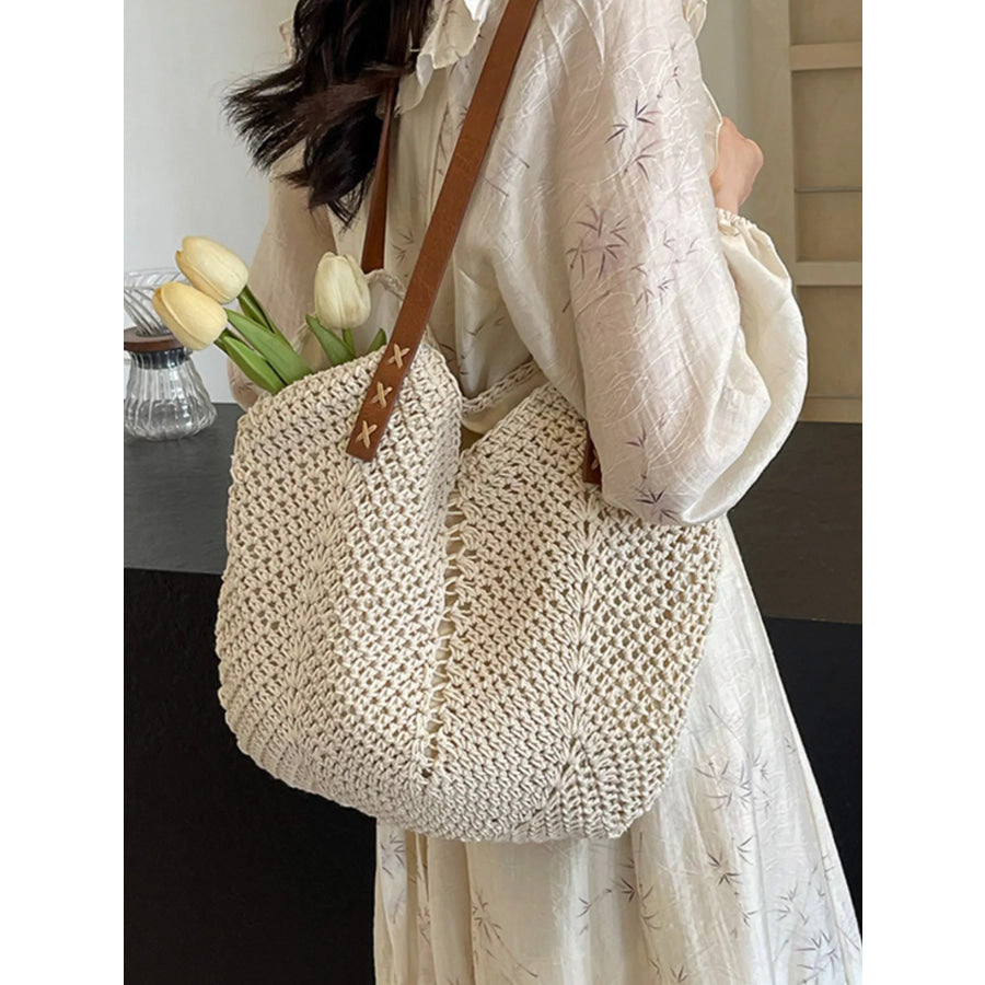 Crochet Knit Shoulder Bag Off-white / onesize Apparel and Accessories