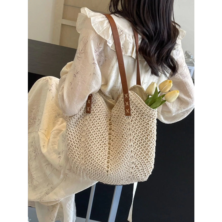 Crochet Knit Shoulder Bag Off-white / onesize Apparel and Accessories