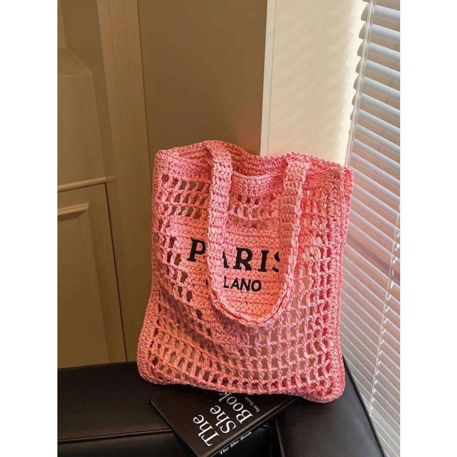 Crochet Knit Shoulder Bag Pink / One Size Apparel and Accessories