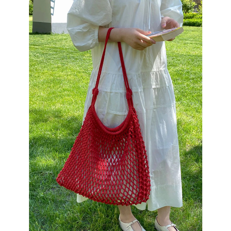 Crochet Knit Shoulder Bag Red / onesize Apparel and Accessories
