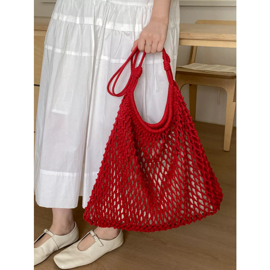 Crochet Knit Shoulder Bag Red / onesize Apparel and Accessories