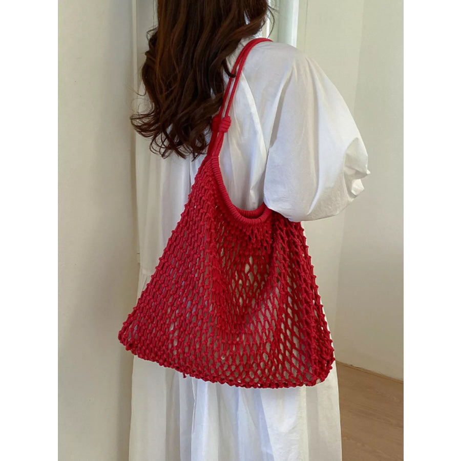 Crochet Knit Shoulder Bag Red / onesize Apparel and Accessories