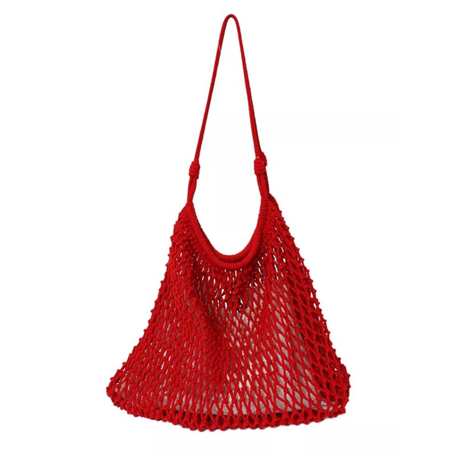 Crochet Knit Shoulder Bag Red / onesize Apparel and Accessories