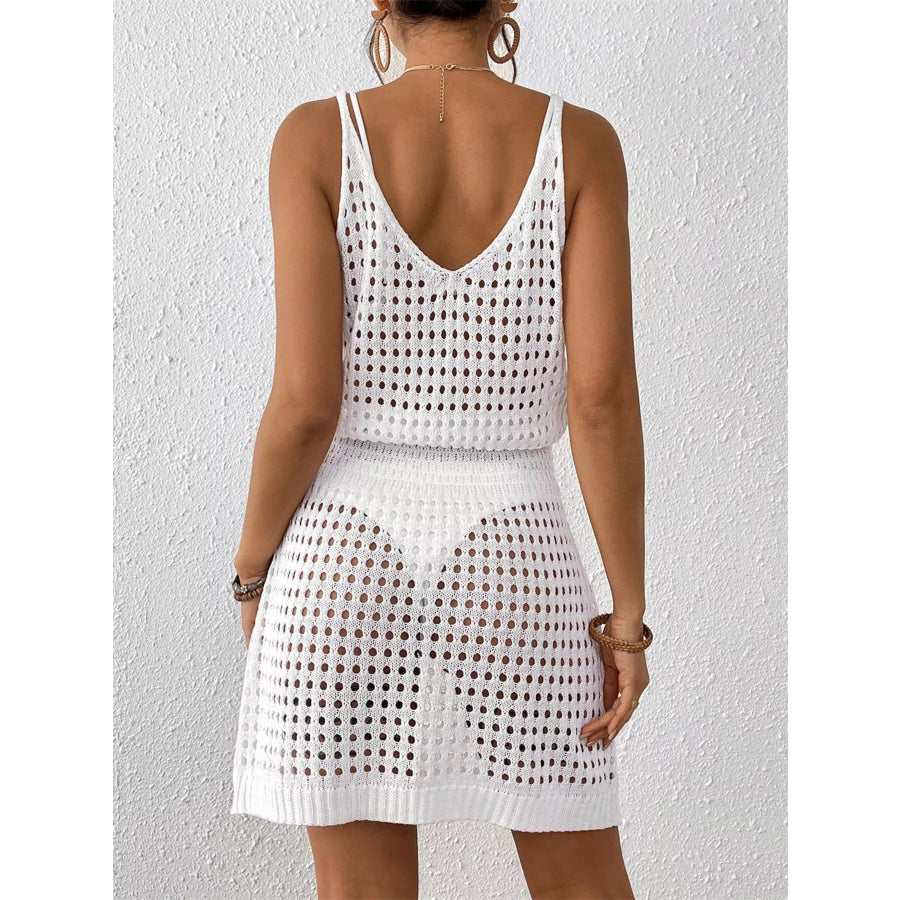 Crochet Knit V-Neck Cover-Up Dress Apparel and Accessories