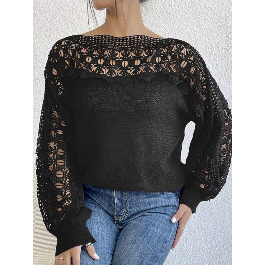 Crochet Long Sleeve Sweater Apparel and Accessories