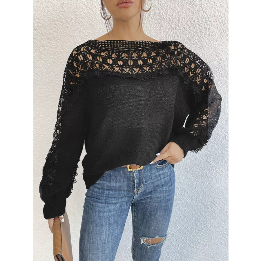 Crochet Long Sleeve Sweater Apparel and Accessories