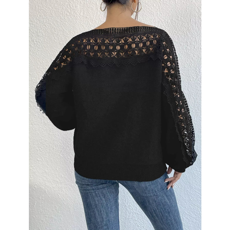 Crochet Long Sleeve Sweater Apparel and Accessories