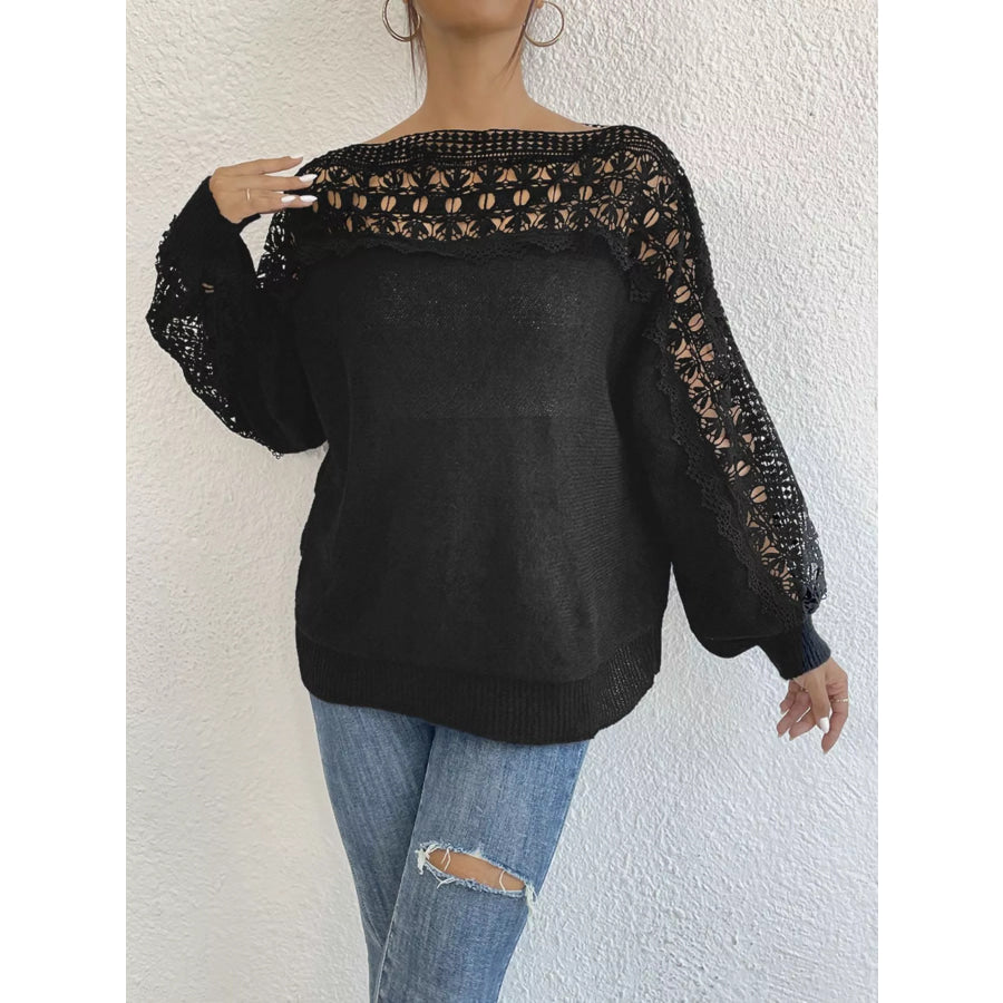 Crochet Long Sleeve Sweater Apparel and Accessories