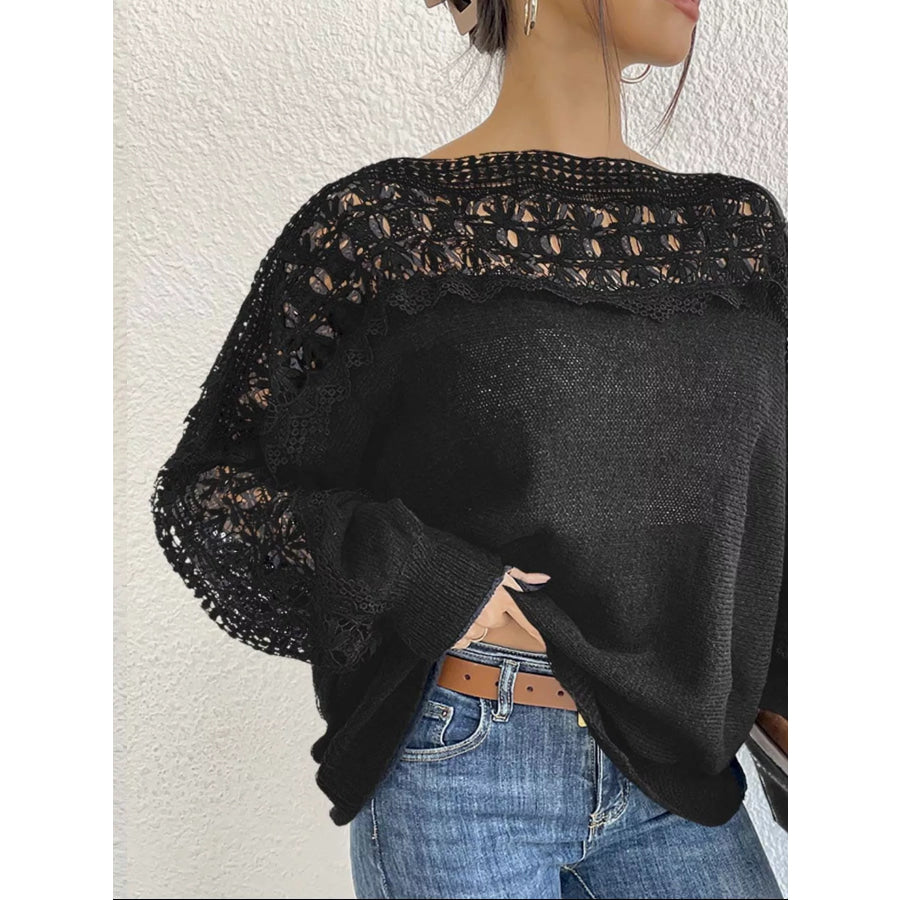 Crochet Long Sleeve Sweater Apparel and Accessories
