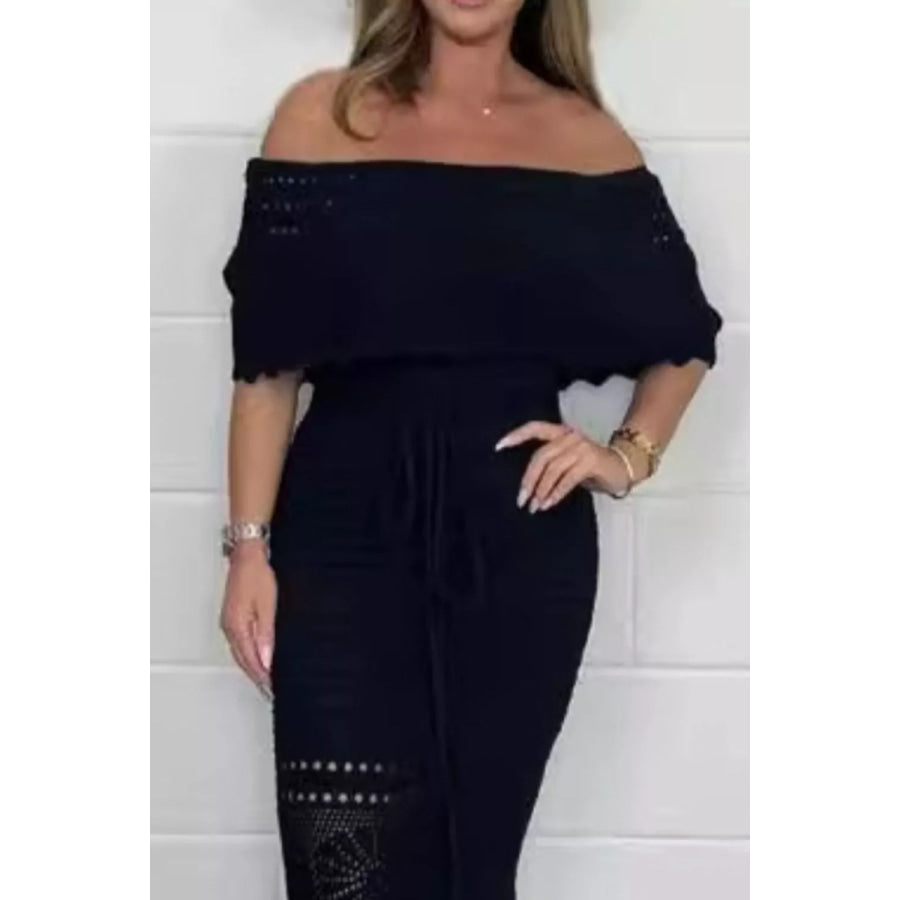 Crochet Off-Shoulder Maxi Dress Apparel and Accessories