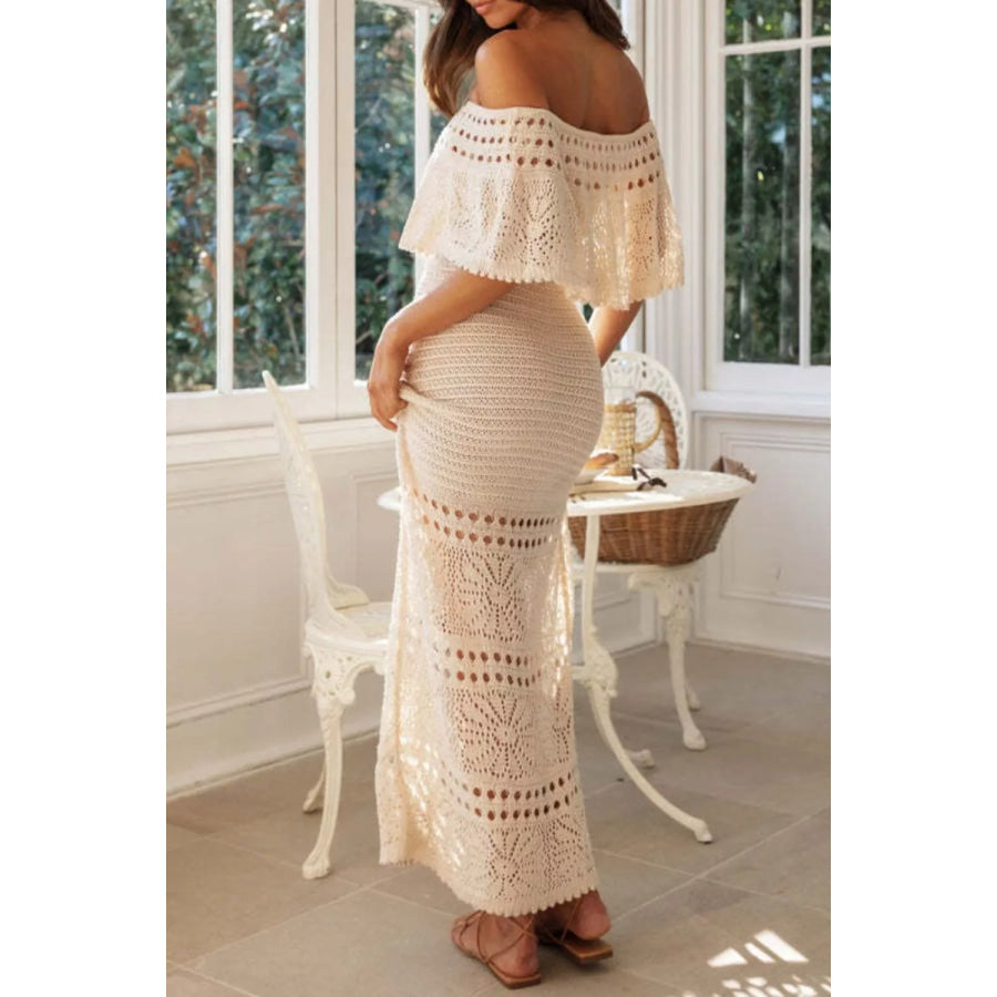 Crochet Off-Shoulder Maxi Dress Apparel and Accessories
