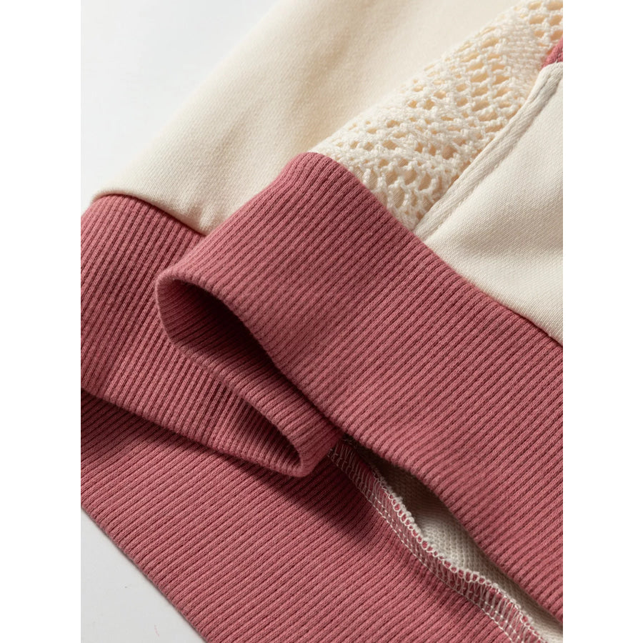 Crochet Panel Kangaroo Pocket Hoodie Apparel and Accessories
