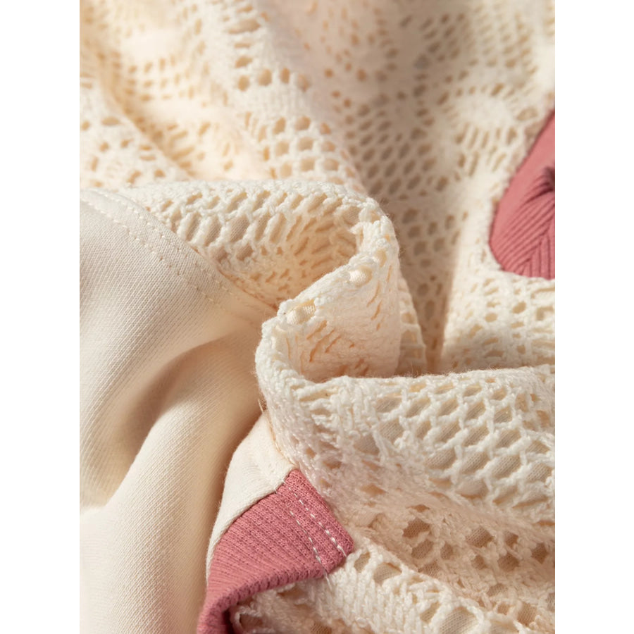 Crochet Panel Kangaroo Pocket Hoodie Apparel and Accessories