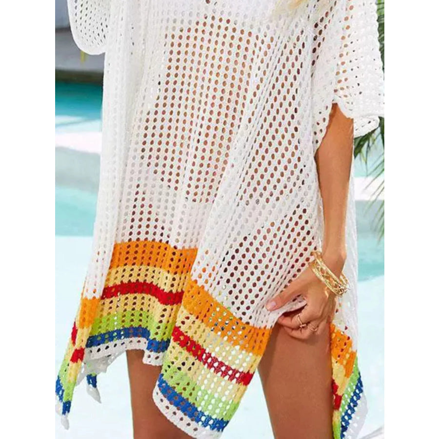 Crochet Rainbow Trim Cover-Up Dress Apparel and Accessories