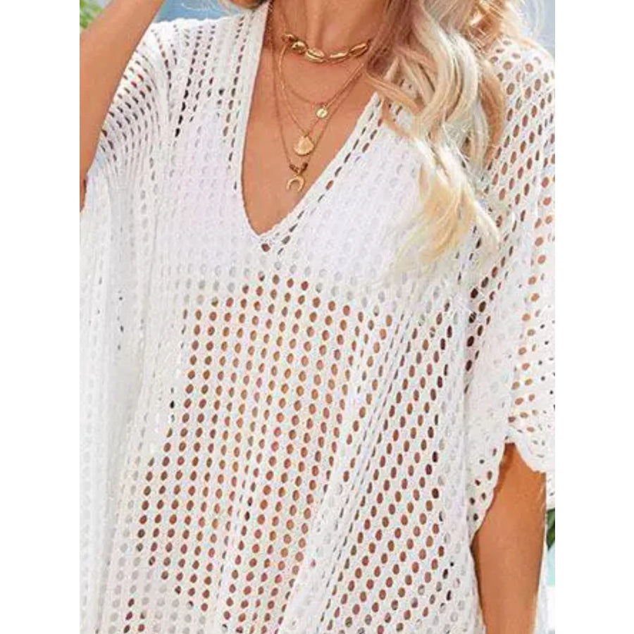 Crochet Rainbow Trim Cover-Up Dress Apparel and Accessories
