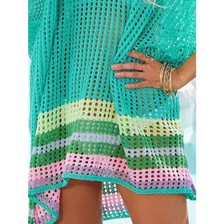 Crochet Rainbow Trim Cover-Up Dress Apparel and Accessories