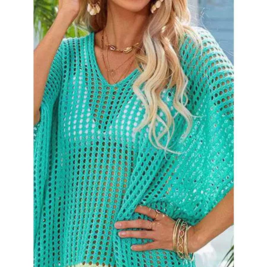 Crochet Rainbow Trim Cover-Up Dress Apparel and Accessories