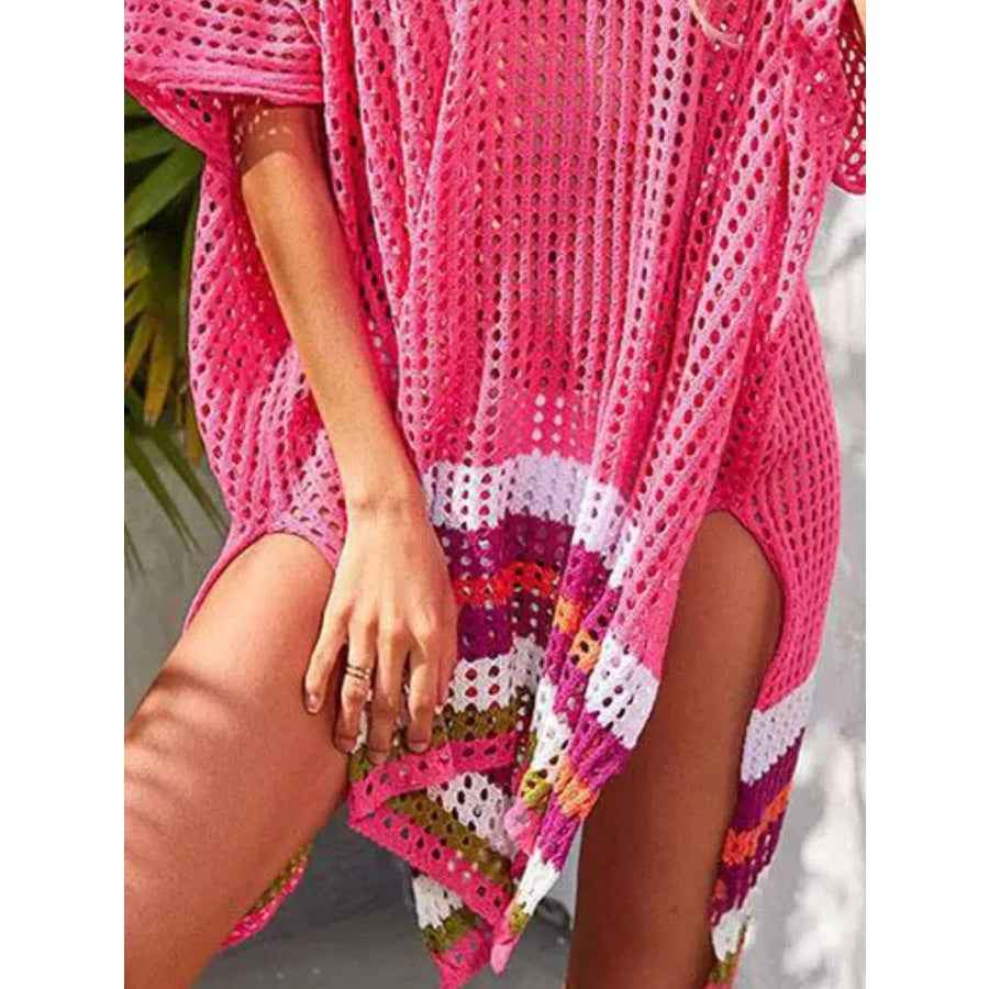 Crochet Rainbow Trim Cover-Up Dress Apparel and Accessories