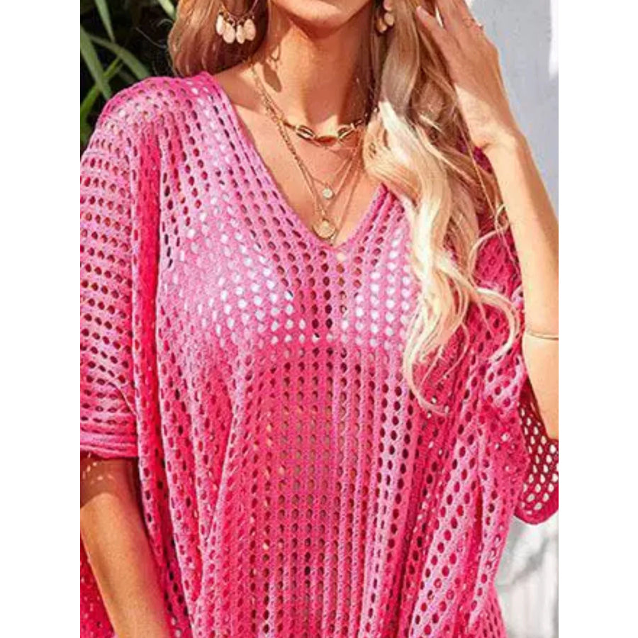 Crochet Rainbow Trim Cover-Up Dress Apparel and Accessories