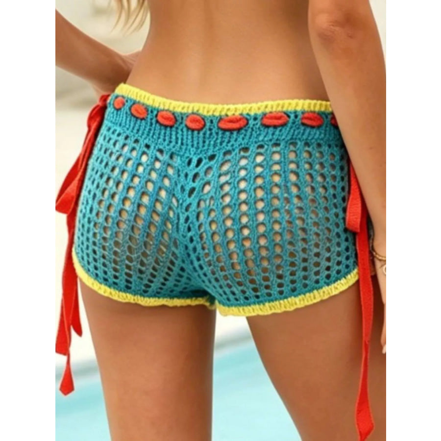 Crochet Tie-Side Cover Up Shorts Apparel and Accessories