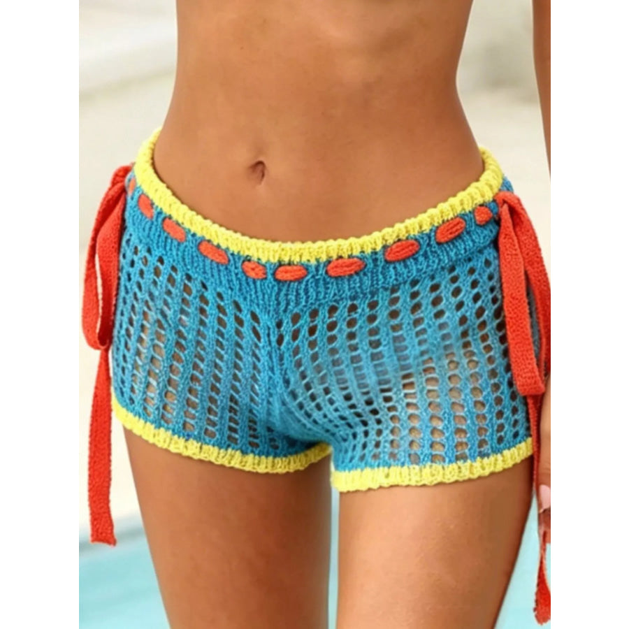 Crochet Tie-Side Cover Up Shorts Apparel and Accessories
