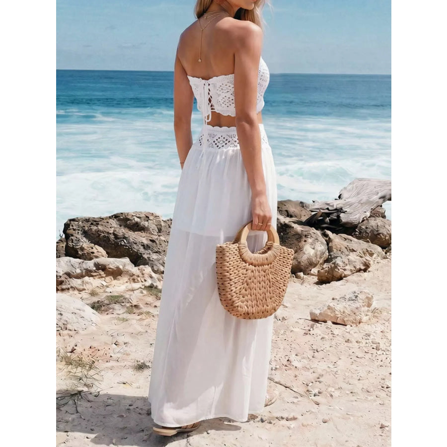 Crochet Top and Maxi Skirt Set Apparel and Accessories