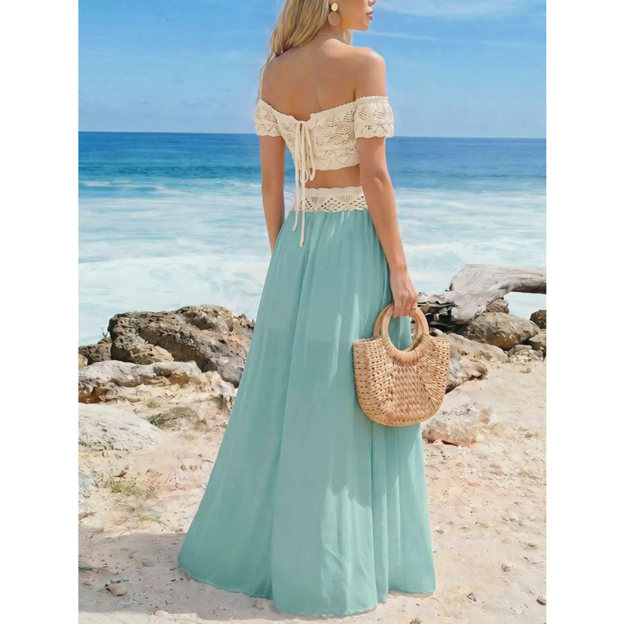 Crochet Top and Maxi Skirt Set Apparel and Accessories