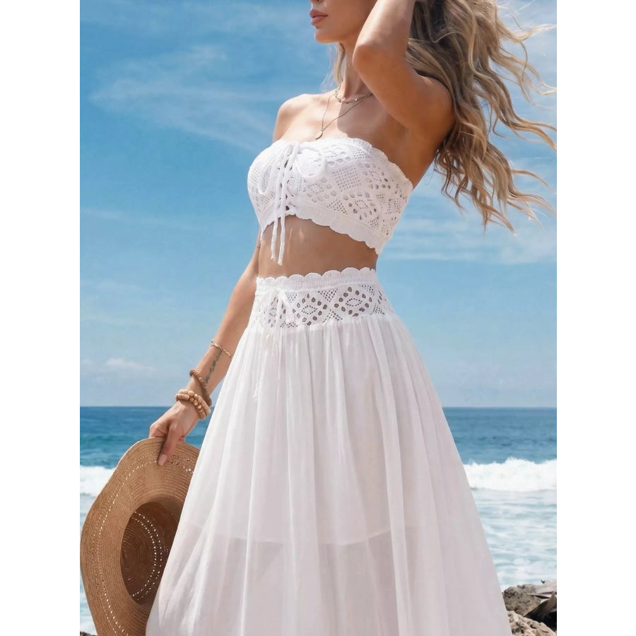 Crochet Top and Maxi Skirt Set Apparel and Accessories