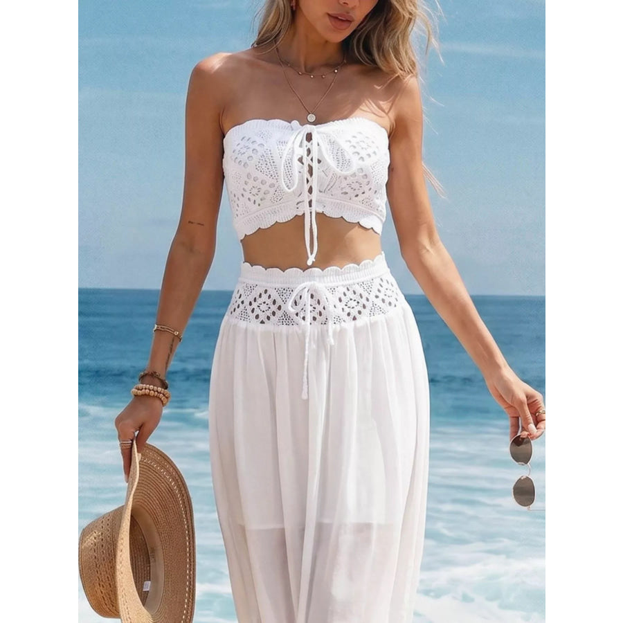 Crochet Top and Maxi Skirt Set Apparel and Accessories