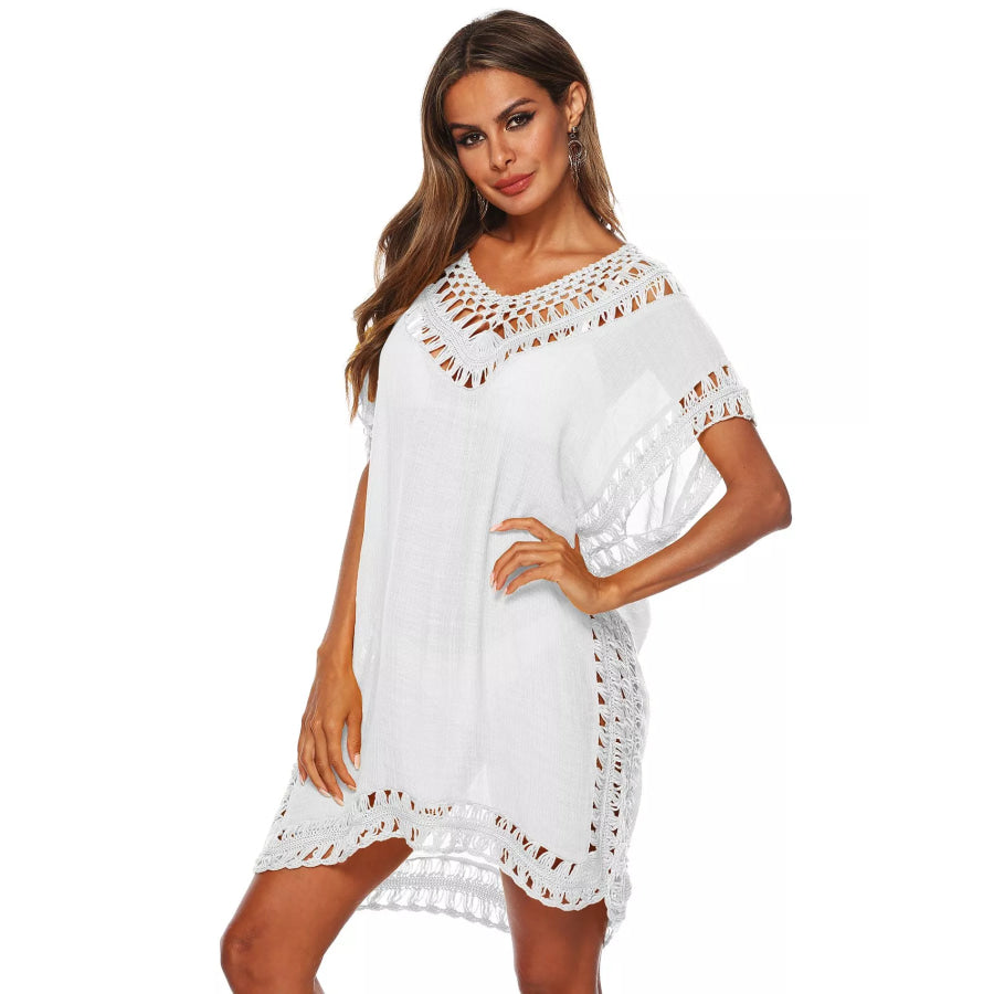 Crochet Trim V-Neck Cover-Up Dress Apparel and Accessories