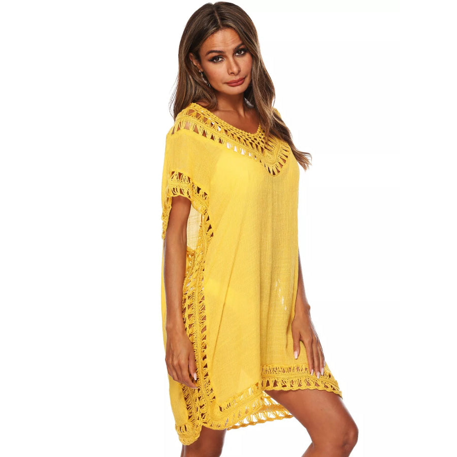 Crochet Trim V-Neck Cover-Up Dress Apparel and Accessories