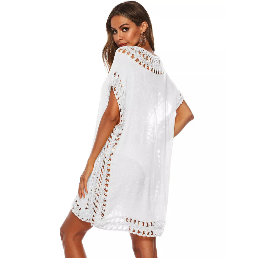 Crochet Trim V-Neck Cover-Up Dress Apparel and Accessories