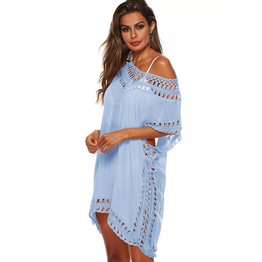 Crochet Trim V-Neck Cover-Up Dress Apparel and Accessories