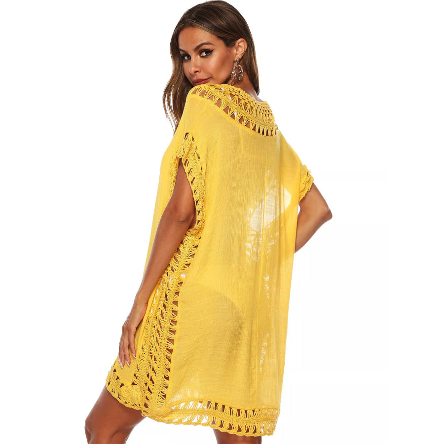 Crochet Trim V-Neck Cover-Up Dress Apparel and Accessories