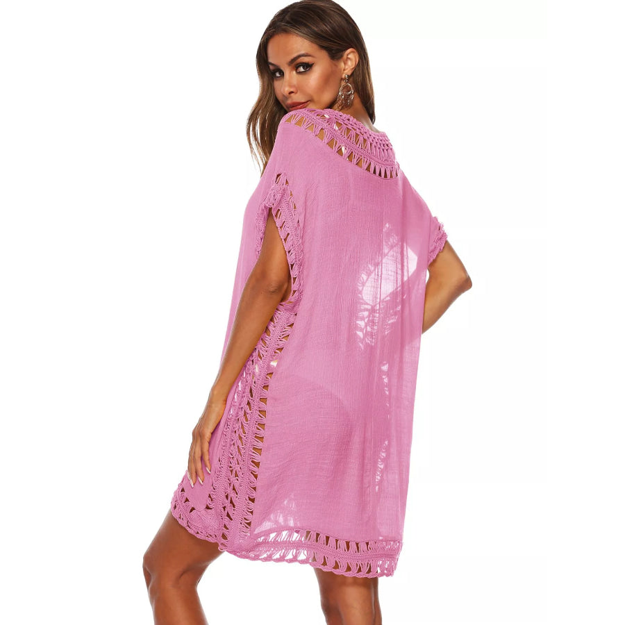 Crochet Trim V-Neck Cover-Up Dress Apparel and Accessories