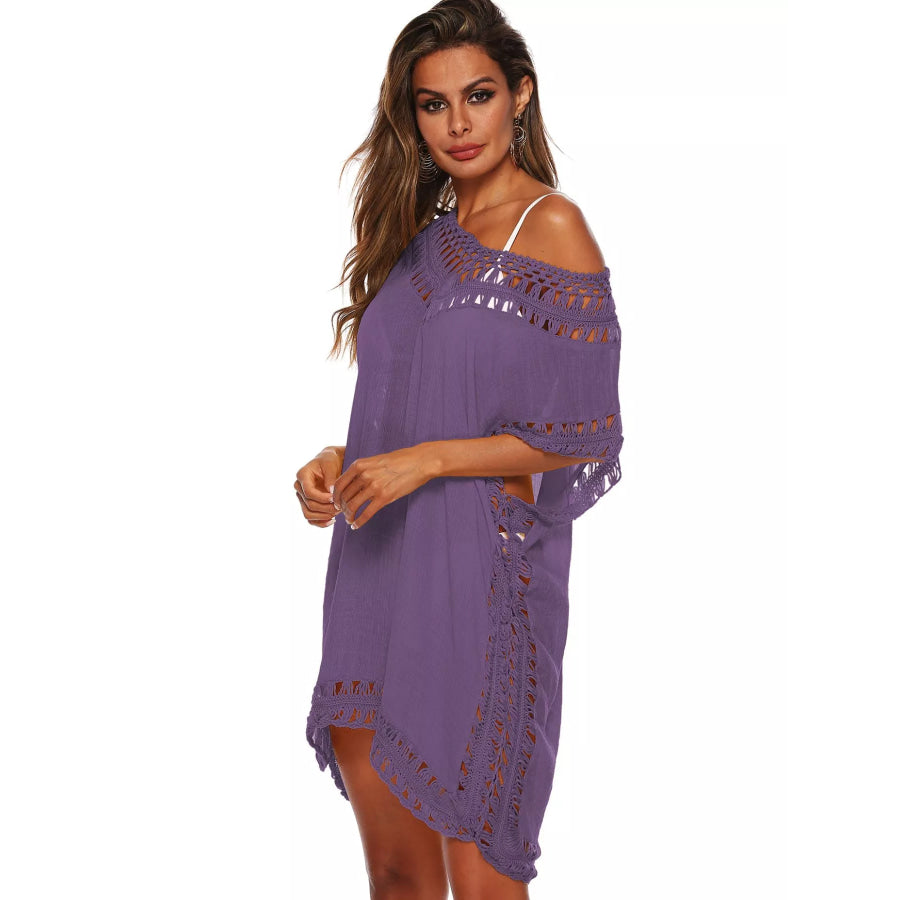 Crochet Trim V-Neck Cover-Up Dress Apparel and Accessories