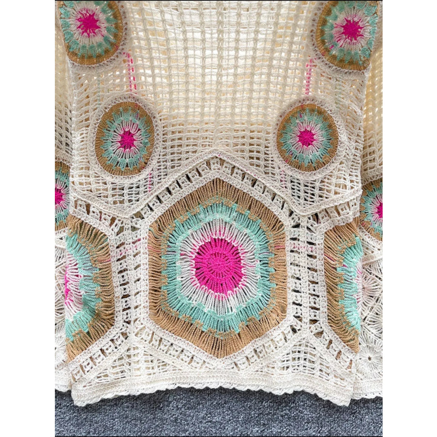Crochet V-Neck Knit Cover Up Apparel and Accessories
