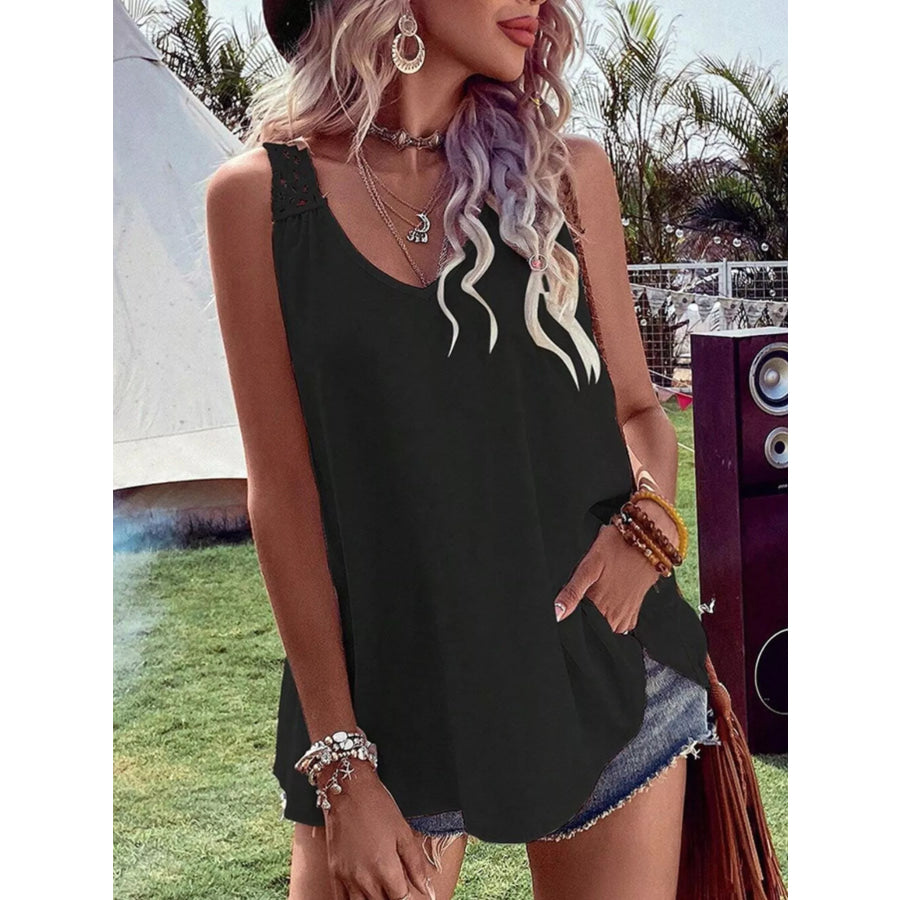 Crochet V-Neck Tank Top Apparel and Accessories