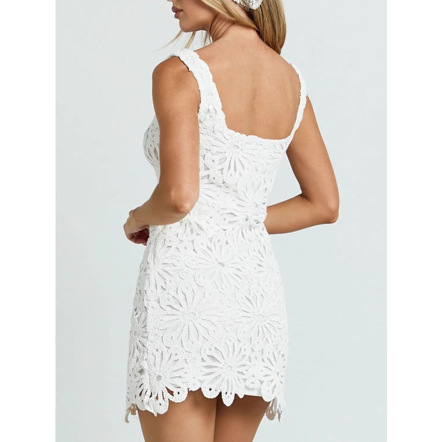 Crochet Wide Strap Mini Dress Apparel and Accessories