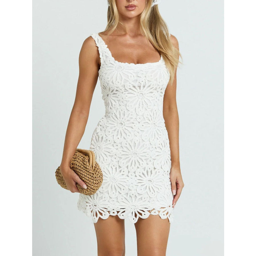 Crochet Wide Strap Mini Dress Apparel and Accessories