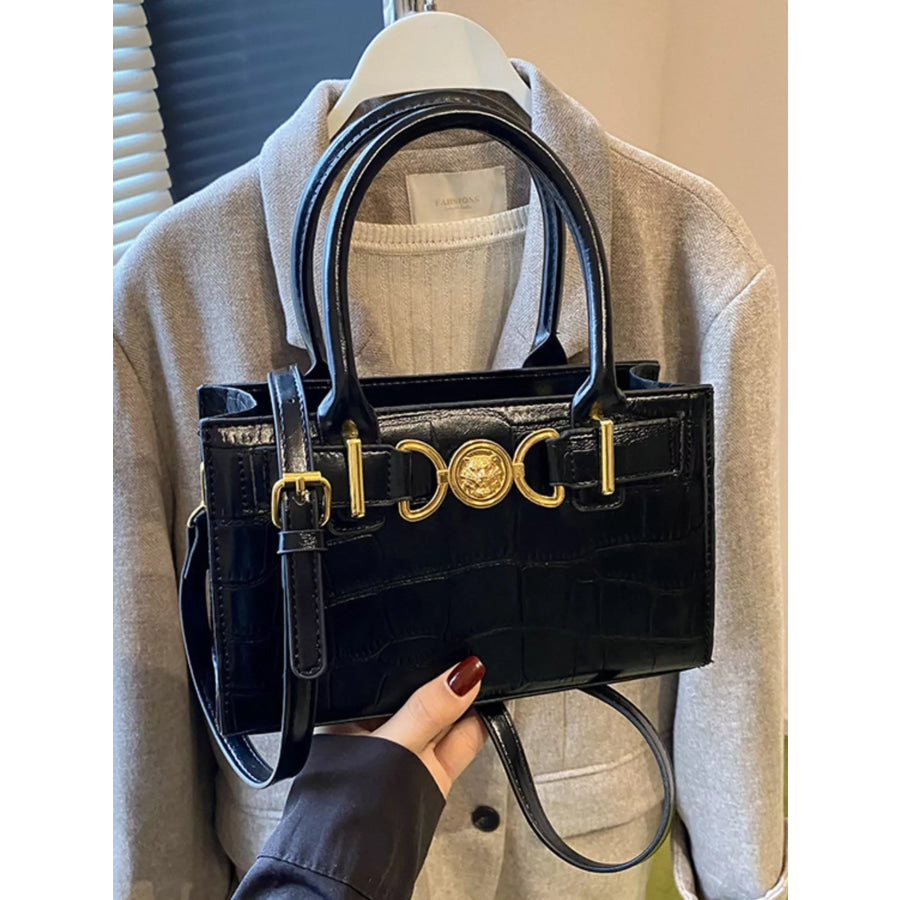 Crocodile Embossed Crossbody Bag Black / ONESIZE Apparel and Accessories