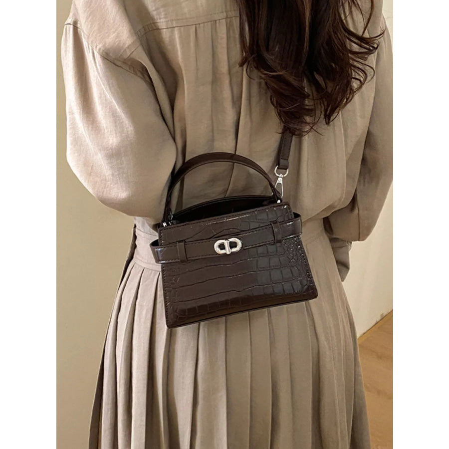 Crocodile Embossed Crossbody Bag Brown / One Size Apparel and Accessories