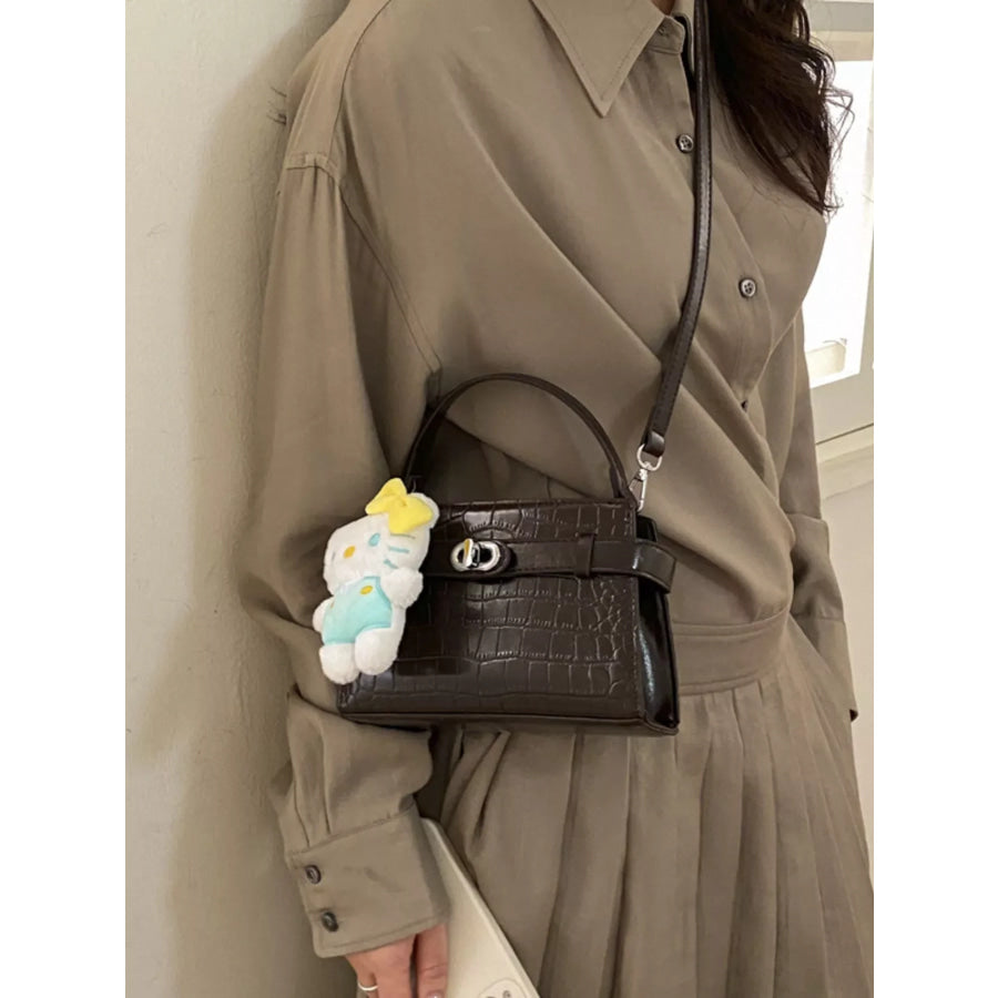 Crocodile Embossed Crossbody Bag Brown / One Size Apparel and Accessories